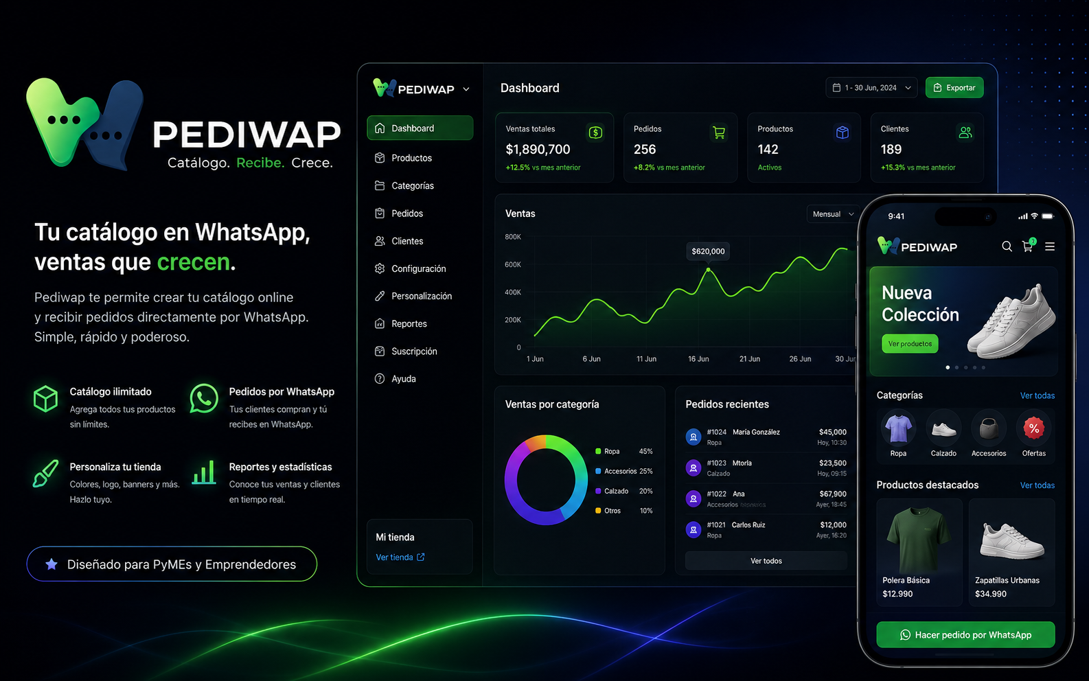 Identidad visual oficial de Pediwap para ventas por WhatsApp